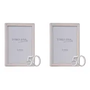 2PK Gibson Gifts Diamond 50 Photo Frame 4x6" Rectangle Silver