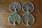 Tree of Life Wall Sculpture Hand Made Metal, Wire, beading Lot of 4