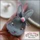 【akiko kids】手工刺繡兔子造型兒童髮夾 (灰色)