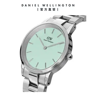 Daniel Wellington 手錶 Iconic Link Mint 36mm薄荷綠精鋼錶-耀目亮銀-粉綠錶盤(DW00100539)