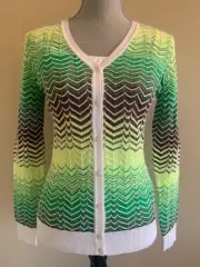 MISSONI LIGHT WEIGHT ZIG ZAG CHEVRON THREE TONE BUTTON DOWN BLOUSE SIZE 42/ 6