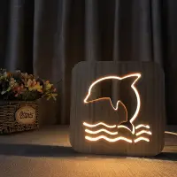 在飛比找Yahoo!奇摩拍賣優惠-跨境新款創意產品 海豚小夜燈 LED木頭燈實木3D燈FS-T