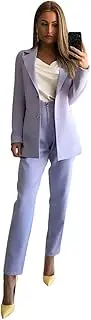 [Kromoc] Women's 2-Piece Suit Two Buttons Notch Lapel Jacket Trousers for Wedding Office Tuxedos