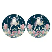 2PK LMD Kookaburra Ceramic Surface Protector Trivet Home Decor Round 25cm Navy