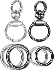uxcell 2 Pcs Metal Swivel Clasps Key Chain O Ring Keyrings Round Spring Snap Keychain Hook Clip for Chains Extender Handicrafts Keys Lanyards Jewelry Findings, Silver Tone/Gun Black