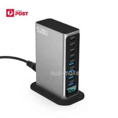 520W GAN Super Fast Charging 8 Multiport Charger Station for Mac Apple Samsung