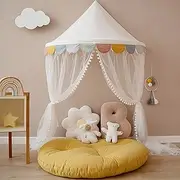 Bed Canopy for Girls Bed, Kids Children Mosqutio Net Bedding Decor Princess Nusery Play Reading Room Cotton Hanging Tent Indoor Decorations (Autumn LightB)