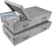 Underbed Storage Container Bins with Lids, Under Bed Large, Grey