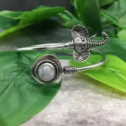 Moonstone Gemstone Adjustable Cuff Bangles 925 Silver Plated New Free Ship 5147