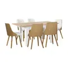 NNEED Extendable Dining Table & 6pcs Chair with Leather Seat