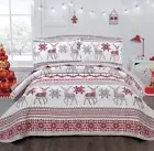 Full/Queen Christmas Bedding Christmas Deer Bedding Sets Reindeer Quilt Holiday