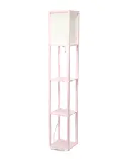 Lalia Home Column Shelf Floor Lamp With Linen Shade NoSize Pink