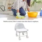 (Transparent White)Low Rolling Stool With Wheels Back Support Small Acrylic Dp