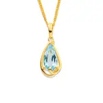 9ct Blue Topaz Drop Pendant in Blue