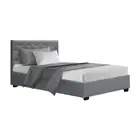 Artiss Bed Frame KING SINGLE Gas Lift Base Storage Tufted GREY Fabric VILA NEW