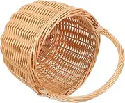 FONDOTIN Willow Picnic Basket with Handle Vintage Flower Girl Basket Garlic Potato Onion Vegetable Keeper Organizer for Wedding Party Outdoor Gatherings