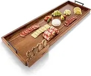 Tidita Large Charcuterie Tray with Handles, Extra Long Wooden Serving Cheese Boards - Serving Platter for Meat, Party Appetizers, Outdoor & Fruits Display (Acacia, 36 Inch)