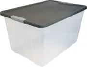 HOMZ 2-Pack Plastic Storage Bins w/ Lids, Stackable Totes, 64 64 QT, Gray Lid