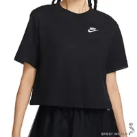 在飛比找Yahoo奇摩購物中心優惠-【下殺】Nike 女裝 短袖上衣 短版 雙層網狀 刺繡 黑【