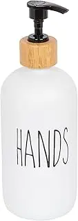 1x Glass Hand Soap Dispenser - 500ml - White - Bathroom Kitchen Shampoo Shower Gel Liquid Hand Wash Dish Foam Pump Bottle - by Harbour Housewares