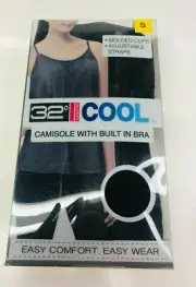 32 DEGREES WOMENS COOL BLACK CAMISOLE W BUILT-IN BRA FLOWY NEW IN BOX SZ SMALL