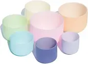 Crystal Singing Bowls, 6-12 Inch Set, For Balancing Body Chakra, Adjusting Emotional State, With Silk Brocade Cushion, Carrying Bags(432hz)
