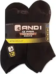 12 PAIRS AND1 Black No Show Socks Mens Size 6-12.5 And 1 Arch Compression Proplatinum, Black