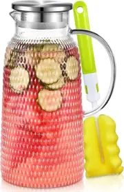 Aofmee Pitcher, 80Oz Glass Pitcher, Water Pitcher with Lid, Iced Tea Pitcher Lem