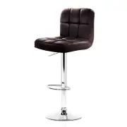 4x Bar Stools Leather Gas Lift Brown