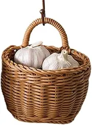 Kitchen Wall Mount Basket, Garlic Flower Holder, Home Storage Container 18x15x17x13cm/7.09x5.90x6.69x5.11inches Charming Vintage/Bohemian Style For Weddings, Gardens, Hallways