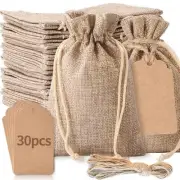 30Pcs Burlap Gift Bags and 30Pcs Gift Tags 4x 6 Burlap Bags with Drawstring