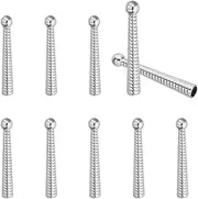 uxcell Bolo Tie Tips, 10Pcs 2 Inch Long Alloy Bolo Tie Supplies Replacement Cord End Caps 5mm Diameter for DIY Crafts Clothes Decor, Silver Tone