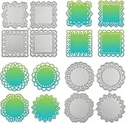 SENHAI Cutting Dies for Cards Making Decor, 8 Pcs Die Cuts Round & Square Lace Flower Border Metal Cutting Dies for DIY Scrapbooking Photo Album Embossing Stencils