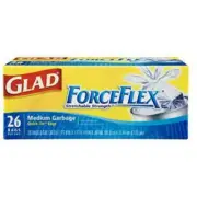 Glad 70403 Quick Tie Closure Medium Garbage Bag- 26 Count - 8 Gallon