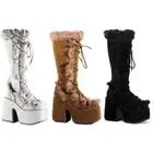 Pleaser Demonia Goth Punk Rabbit Fur Knee High Pf Go Boots Adult Women Cam311