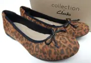 Clarks Sara Aster Size US 8 W WIDE EU 39 Women's Suede Ballet Flat Shoes Leopard