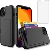 Asuwish Phone Case for iPhone 14 Plus 6.7 inch with Screen Protector Cover and Credit Card Holder Stand Slim Hybrid Cell Accessories i-Phone 14+ iPhone14Plus 5G i i14 + iPhone14 14Plus Women Men Black