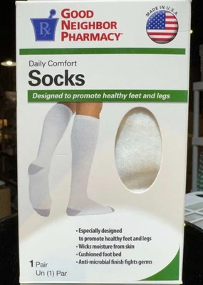 GNP Good Neighbor Pharmacy Daily Comfort Socks, 15-20mmHg (Size: XL) White