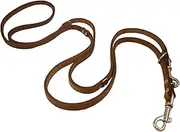 Dogs My Love 6-Way European Multifunctional Leather Dog Leash, Adjustable Schutzhund Lead Brown 41"-78" Long, 1/2" Wide (12 mm)