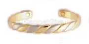 Silver & Gold Plating on Solid Copper Magnetic Bangle Bracelet Cuff - BG26T