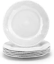 KOXIN-KARLU Melamine Plates, 11-inch Dinner Plates Dinnerware Dish, Set of 6 White