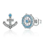 Silver plating Blue Stud Earrings Women Fashion Boat Jewelry