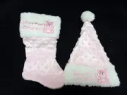 Baby's First Christmas Stocking and Cap - Plush 10" Pink Soft Fillable