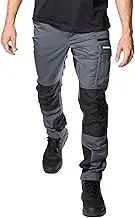 WorkRacer Work Trousers for Men Cargo Trousers in Grey Black Work Trousers Long with Stretch Waistband, Stretch Parts, Cordura and Pockets Trousers for Working and Many Outdoor Activities, Gray, L