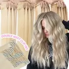 Double Weft Thick 100%Remy Clip In Human Hair Extensions Full Head Wavy Straight