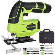 12V Cordless Jig Saw Kit, Electric Jigsaw with 10pcs Blades & Edge Guide,