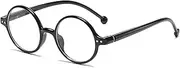 [LJCZKA] Retro Round Blue Light Blocking Glasses for Men Women, Vintage Circle Frame Computer Gaming Eyeglasses Anti Glare Clear Lens Eyewear, Black, 50-19-140