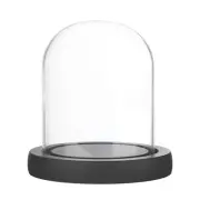 Cloche Glass Dome, 3.9"x3.1" Glass Display Case with Wooden Base [Black]