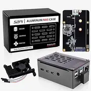GeeekPi for Raspberry Pi 4 Aluminum NAS Case with PWM Fan and M.2 SATA SSD Adapter Board, Passive Aluminum Alloy Case with 3510 Ultra-Quiet Cooling Fan for Raspberry Pi 4 Model B Only