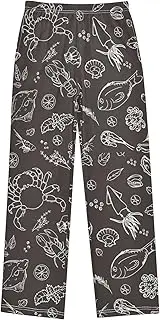 [ZZXXB] Retro Lobster Fish Boys Long Pants Soft Trousers Elastic Waist Kids Lounge Bottoms with Pockets S-XL